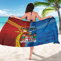 Personalised Fiji and Rotuma Together Sarong Tapa and Pacific Art Pattern with Cultural Emblems Half Style