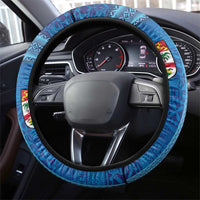 Fiji and Rotuma Together Steering Wheel Cover Tapa and Pacific Art Pattern with Cultural Emblems Half Style