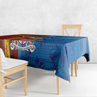 Personalised Fiji and Rotuma Together Tablecloth Tapa and Pacific Art Pattern with Cultural Emblems Half Style