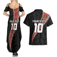 Custom New Zealand Rugby Couples Matching Summer Maxi Dress and Hawaiian Shirt Maori and Silver Fern Half Style LT03 - Polynesian Pride