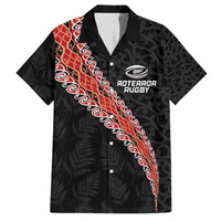 Custom New Zealand Rugby Hawaiian Shirt Maori and Silver Fern Half Style LT03 Black - Polynesian Pride