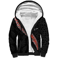 Custom New Zealand Rugby Sherpa Hoodie Maori and Silver Fern Half Style LT03 Unisex Black - Polynesian Pride