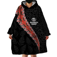 Custom New Zealand Rugby Wearable Blanket Hoodie Maori and Silver Fern Half Style