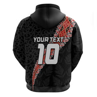 Custom New Zealand Rugby Zip Hoodie Maori and Silver Fern Half Style