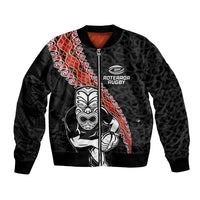 New Zealand Maori Warrior Rugby Bomber Jacket Maori and Silver Fern Half Style