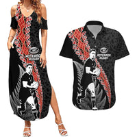 New Zealand Maori Rugby Player Couples Matching Summer Maxi Dress and Hawaiian Shirt Maori and Silver Fern Half Style