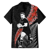 New Zealand Maori Rugby Player Hawaiian Shirt Maori and Silver Fern Half Style