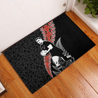New Zealand Maori Rugby Player Rubber Doormat Maori and Silver Fern Half Style