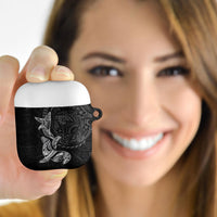 Hawaiian Monk Seal and Whale AirPods Case Kakau Tribal Pattern Grayscale