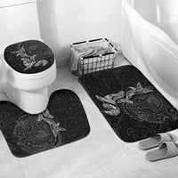 Hawaiian Monk Seal and Whale Bathroom Set Kakau Tribal Pattern Grayscale