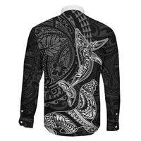 Hawaiian Monk Seal and Whale Family Matching Mermaid Dress and Hawaiian Shirt Kakau Tribal Pattern Grayscale