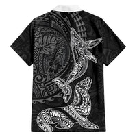Hawaiian Monk Seal and Whale Hawaiian Shirt Kakau Tribal Pattern Grayscale LT03 - Polynesian Pride