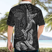 Hawaiian Monk Seal and Whale Hawaiian Shirt Kakau Tribal Pattern Grayscale LT03 - Polynesian Pride