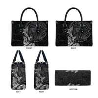 Hawaiian Monk Seal and Whale Leather Bag Kakau Tribal Pattern Grayscale