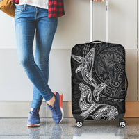 Hawaiian Monk Seal and Whale Luggage Cover Kakau Tribal Pattern Grayscale LT03 - Polynesian Pride