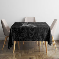 Hawaiian Monk Seal and Whale Tablecloth Kakau Tribal Pattern Grayscale