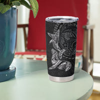 Hawaiian Monk Seal and Whale Tumbler Cup Kakau Tribal Pattern Grayscale LT03 - Polynesian Pride