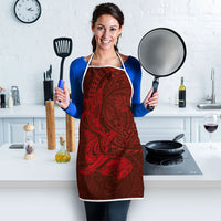 Hawaiian Monk Seal and Whale Apron Kakau Tribal Pattern Red Color