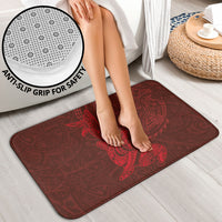 Hawaiian Monk Seal and Whale Bathroom Set Kakau Tribal Pattern Red Color