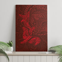Hawaiian Monk Seal and Whale Canvas Wall Art Kakau Tribal Pattern Red Color LT03 - Polynesian Pride