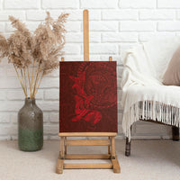 Hawaiian Monk Seal and Whale Canvas Wall Art Kakau Tribal Pattern Red Color LT03 - Polynesian Pride