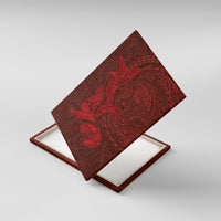 Hawaiian Monk Seal and Whale Canvas Wall Art Kakau Tribal Pattern Red Color LT03 With Frame Red - Polynesian Pride