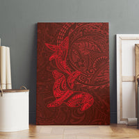 Hawaiian Monk Seal and Whale Canvas Wall Art Kakau Tribal Pattern Red Color LT03 - Polynesian Pride
