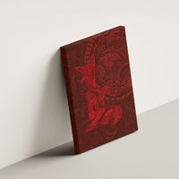 Hawaiian Monk Seal and Whale Canvas Wall Art Kakau Tribal Pattern Red Color LT03 - Polynesian Pride