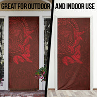 Hawaiian Monk Seal and Whale Door Cover Kakau Tribal Pattern Red Color