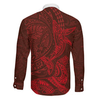 Hawaiian Monk Seal and Whale Family Matching Puletasi and Hawaiian Shirt Kakau Tribal Pattern Red Color