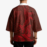 Hawaiian Monk Seal and Whale Kimono Kakau Tribal Pattern Red Color LT03 - Polynesian Pride