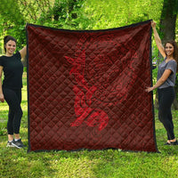 Hawaiian Monk Seal and Whale Quilt Kakau Tribal Pattern Red Color