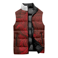 Hawaiian Monk Seal and Whale Sleeveless Puffer Jacket Kakau Tribal Pattern Red Color LT03 - Polynesian Pride