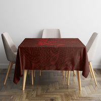 Hawaiian Monk Seal and Whale Tablecloth Kakau Tribal Pattern Red Color