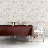 Hawaiian Monk Seal and Whale Tablecloth Kakau Tribal Pattern Red Color