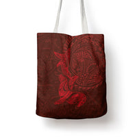 Hawaiian Monk Seal and Whale Tote Bag Kakau Tribal Pattern Red Color LT03 - Polynesian Pride