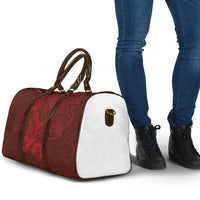 Hawaiian Monk Seal and Whale Travel Bag Kakau Tribal Pattern Red Color