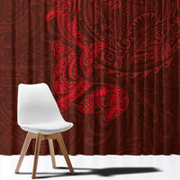 Hawaiian Monk Seal and Whale Window Curtain Kakau Tribal Pattern Red Color LT03 - Polynesian Pride