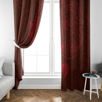 Hawaiian Monk Seal and Whale Window Curtain Kakau Tribal Pattern Red Color LT03 - Polynesian Pride