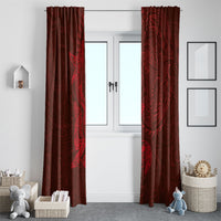 Hawaiian Monk Seal and Whale Window Curtain Kakau Tribal Pattern Red Color LT03 - Polynesian Pride