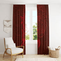 Hawaiian Monk Seal and Whale Window Curtain Kakau Tribal Pattern Red Color LT03 - Polynesian Pride