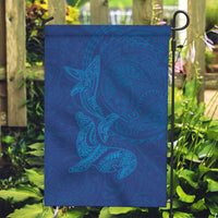 Hawaiian Monk Seal and Whale Garden Flag Kakau Tribal Pattern Blue Color