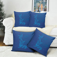 Hawaiian Monk Seal and Whale Pillow Cover Kakau Tribal Pattern Blue Color LT03 - Polynesian Pride
