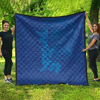 Hawaiian Monk Seal and Whale Quilt Kakau Tribal Pattern Blue Color