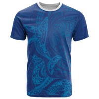 Hawaiian Monk Seal and Whale T Shirt Kakau Tribal Pattern Blue Color