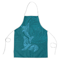 Hawaiian Monk Seal and Whale Apron Kakau Tribal Pattern Teal Color