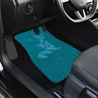 Hawaiian Monk Seal and Whale Car Mats Kakau Tribal Pattern Teal Color LT03 - Polynesian Pride