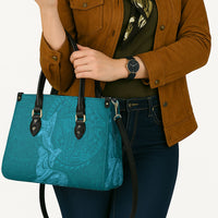Hawaiian Monk Seal and Whale Leather Bag Kakau Tribal Pattern Teal Color