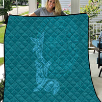 Hawaiian Monk Seal and Whale Quilt Kakau Tribal Pattern Teal Color LT03 Teal - Polynesian Pride