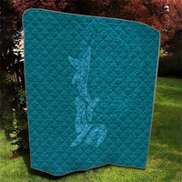 Hawaiian Monk Seal and Whale Quilt Kakau Tribal Pattern Teal Color LT03 - Polynesian Pride
